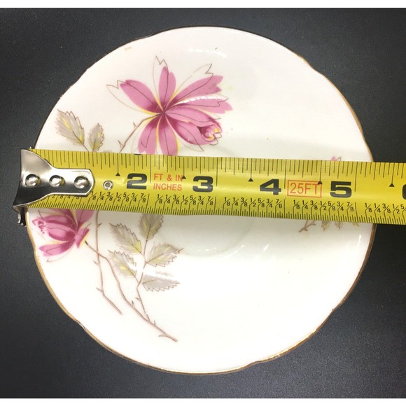 Old Royal Tea Cup Saucer Pink Roses Scalloped Gold Trim Bone China VTG England - Picture 11 of 11